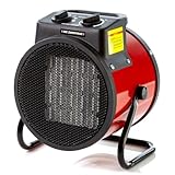 Luftheizung, 230 V, 3 kW, mit Thermostat, Neigungseinstellung, 3 Leistungsstufen, Lüftungsfunktion 30 W, Überhitzungsschutz, kompakte Struktur, ideal für Garage, Werkstatt und Räume