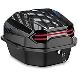 ABESTME Motorradkoffer Topcase, Topcase für Roller, Motorrad Daily Tail Box Trunk Carrier Kunststoffkoffer mit Sicherheitsschloss, Wasserdicht Motorrad Top Box mit Installieren Platte (Schwarz)