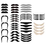 48 Stück Selbstklebend Schnurrbart Bart, Schnurrbart Zum Ankleben Klebebärte Falscher Bärte Party Bart Oberlippenbart für Karneval Geburtstag 1920‘s Gatsby Party (12 Stile)