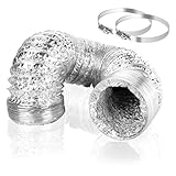 DMJJSD Abluftschlauch Ø100mm, 3m Abluftschlauch Flexibel Luftleitungen Aus Aluminium Rohr Flexschlauch Schlauch Verlängerung mit 2 Schlauchschelle Edelstahl für Klimaanlagen Abzugshaube Wäschetrockne