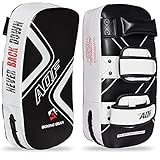 AQF Kampfsport Schlagpolster Kickboxen Muay Thai Strike Curved Arm Pad MMA Focus Boxing Karate UFC Punch Shield (Paar, Weiß)