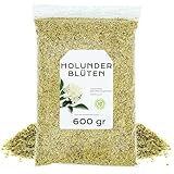Holunderblütentee 600gr - Holunderblüten - Holunderblüten Getrocknet - Holunder Tee - Holunder - Holunder Blüten Gerebelt - Holunder Lose (600 gr)