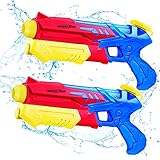 Wasserpistole für Kinder Erwachsene 2er Wasserspritzpistole mit 10 Meter großer Reichweite Super Wasser Soaker Wasserspielzeug Sommer Schwimmbad Strand Outdoor Spaß Wasserschlacht Spielzeug(Blau Rot)