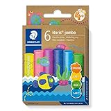 STAEDTLER Glitzer Plastilin Knete Noris jumbo, geschmeidig und formstabil, ideal für Schule und Kindergarten, 6 Knetstangen à 16g in sortierten glitter Farben im Kartonetui, 842M C6