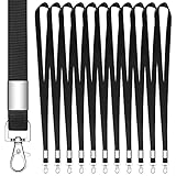 hoinya 12 Stück Schlüsselband Lanyard Schwarz Schlüsselbänder Nylon Umhängeband mit Metall Swivel Karabinerhaken Haken für Schlüssel, Handy, Brieftaschen und Ausweishalter