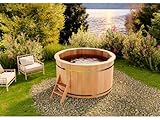 FinnTherm Holz Badefass Bergen, Hot Tub Ø 200 x 110 cm, 6-8 Personen, inkl. Einstiegsleiter, Schwimmbecken, Badebottich, Sprudelbad