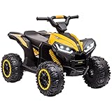 HOMCOM Kinder Quad Elektro 12V Kinderquad mit Vorwärts-, Rückwärtsfunktion, Musik, USB-Anschluss, Hupe, LED-Scheinwerfer 3-6km/h Elektro-Quad für Kinder 3-5 Jahre Gelb