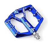 ANSJS Mountainbike-Pedale mit 3 Kugellagern, flache Pedale 1,4 cm, Blau (A001 Blau)