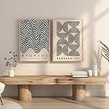ATHFIN Boho Bauhaus Kunstwerk Poster Mid Century Modern Wandkunst Leinwand Gemälde Retro Druckbild Wohnzimmer Inneneinrichtung 50 x 70 cm x 2 Rahmenlos