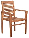 MR. DEKO® Stapelsessel Derby Teakholz | Armlehnenstuhl Teak - Bear Chair | Liegestuhl - Relaxstuhl - Gartenstuhl stapelbar | Outdoormöbel Teakmöbel - für Balkon, Terrasse, Wintergarten, Garten