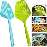 Acooruiteng Schaumlöffel Schaumkelle Abseihlöffel Sieblöffel Siebkelle Küchensie Slotted Spoon Schaumlöffel mit Langem Griff und Hängen Loch zum Kochen und Frittieren Spülmaschinengeeignet(2 Stück)