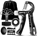 ALMAH Handtrainer Fingertrainer 5-Pack, Unterarmtrainer Griffkraft Trainer Set, Verstellbarer Grip Trainer, Finger Trainingsgerät, Fingerstrecker, Trainingsring und Stressabbau-Griffkugel