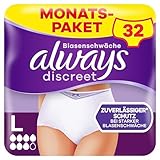 Always Discreet Inkontinenz Pants Gr. L (32 Höschen) Monatspaket, diskreter Schutz & hohe Saugstärke, geruchsneutralisierend, 4 x 8 Stück (Verpackung kann variieren)