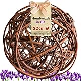 halmland Dekokugel aus Weide 20cm Ø – Liebevoll in EU handgefertigte Gartenkugel für außen, Winterfest, Moderne Gartendekoration, Gartendeko groß, Highlight für Wohnung & Tisch, Premium-Qualität