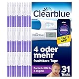 Clearblue 30 Ovulationstest Fortschrittlich & Digital und 1 Schwangerschaftstest – für doppelte Chancen, schwanger zu werden, Zyklus-App-Tracker