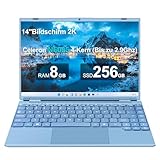 AOCWEI Laptop 14 Zoll 8GB+256GB SSD Erweiterbar 1 TB SSD, Notebook mit Celeron N5095 (bis zu 2,9 GHz), Kühlgebläse 1920x1200 2K FHD Extrem Schmale Lünette Bildschirm Multifunktionales-Blue