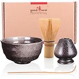 Goodwei Matcha Set mit Matcha Besen, Matcha Schale und Besenhalter aus Keramik | Geschenkset (Goma)