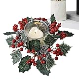Kreiskränze für Kerzen | Mini Kreisdekoration für Kerzen 20 cm | Künstlicher Beerenkranz für Tisch | Wanddeko Fenster Möbel für Partys Hochzeit Innen