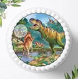 Für die Geburtstags Torte, Zuckerbild mit dem Motiv: Dinosaurier, Dino, Essbares Foto für Torten, Fondant, Tortenaufleger Ø 20cm, 0260c