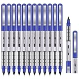 Tintenroller Stifte, 12 Stück Gelstifte Blau, 0,5mm Flüssigtinte Rollerball Stift, Schnelltrocknend Gelschreiber Glatter Kugelschreiber für Journaling, Schreiben, Notieren & Skizzieren