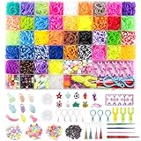 Noa Home Deco Loom Bänder Set, 5100+ Stück Loom Gummis für Armband Selber Machen, Bunte Loops Gummis Set Zubehör mit Anhängern und Accessoires, DIY Basteln Geschenk für Kinder Junge Mädchen