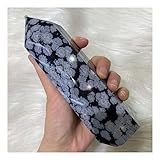 AtkitS Natürlicher Schneeflocken-Glitzerstein, Obelisk, Kristall, Quarz, Aura, Raumdekoration, Heimdekoration, Edelsteine, Aquarium-Display (Größe: 800–850 g)