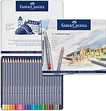 FABER-CASTELL 114624 - Aquarellstifte Goldfaber, 24-teiliges Buntstifte Set, bruchsicher, vollständig wasservermalbar