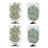 KYOEON Obstschutzbeutel mit Kordelzug, 4 Packungen Heidelbeerstrauchnetz, ultrafeines Netz, Garten-Insektenbaumabdeckung, Pflanzenabdeckung für Schädlinge, Insekten, Vögel, Barrierennetz, 90 x 70 cm