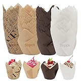 200 Stück Tulpen Backförmchen Muffinförmchen Papier Cupcake Backbecher Cupcake Förmchen aus Papier Cupcake Wrapper Papier Kuchen CupMuffin Einlagen Tulpe Muffin Fälle Muffins Papierförmchen, Party