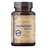 Nachtkerzenöl Kapseln - 180 Kapseln Hochdosiert 2000mg pro Tagesdosierung - Mit natürlichem Vitamin E - Nachtkerzenöl Kapseln für die Haut