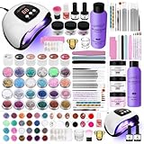 SPTHTHHPY Acryl Nagel Set 6 Stück UV Nagellack Set mit 48W UV/LED Nagellampe, 3*20g Acrylpulver 90ml Acrylflüssigkeit für Anfänger Selber Machen Acrylnägel