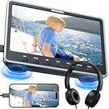 GOnavidio 12,5 Zoll DVD-Player Auto mit HDMI-Eingang, Kopfhörer, Montagehalterung, Doppellautsprecher, DVD Player Auto Kopfstütze, unterstützt Sync Screen, AV EIN- und Ausgang ohne Akku