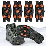 2 Paar Anti Rutsch Schuhspikes, Spikes für Schuhe Winter, Universal Spikes Schuhe Schuhkrallen mit 5 Schuhspikes, Stretch rutschfeste Steigeisen, Schuhspikes Schnee und EIS für Wandern, Outdoor