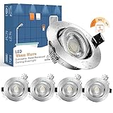 wowatt 5er IP44 7W LED Einbaustrahler 3 Stufig Dimmbar 700lm Hell Schwenkbar Flache Einbauleuchte LED Badeinbaustrahler 2800K Warmweiß Deckeneinbaustrahler Badezimmer AC 230V Ersetzt 70W Halogen