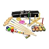 GICO Gartenspiele Set Gartenparty Kindergeburtstag Spiele Set: Krocket, Boccia, Ringwurfspiel, Springseile in praktischer Transporttasche 3211