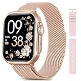SWGOTA Smartwatch Damen mit 1000mAh Akku, 100 Tage Ultralange Standby, 1.83' Armbanduhr 24H Telefonfunktion/Herzfrequenz/SpO2/Schlaf, 120+Sportmodi, IP68 Fitnessuhr Schrittzähler Android iOS Roségold