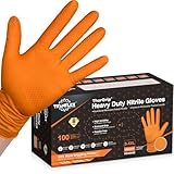 TitanFlex ThorGrip Strapazierfähige Nitrilhandschuhe, industriell, Orange, Einweghandschuhe, latexfrei, mit erhöhtem Diamanttexturgriff, puderfrei, Gummihandschuhe, Mechanikerhandschuhe, 100 Stück Box