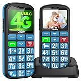 uleway 4G Seniorenhandy Mobiltelefon Ohne Vertrag,Senioren Handy mit Große Tasten,Rentner Handy Großtastenhandy mit USB-C, 1.7 Zoll LCD, SOS-Funktion,Taschenlampe,Ladestation,Verwendung der Nano-SIM