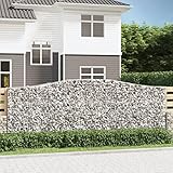 Mokuyary Gabionen mit Hochbogen 3er Set 400x50x140/160cm Verzinktes Eisen Gabionen Wand Drahtkorb, Steinkorb Steingabione Mauer, Gabionenkorb für Landschaft, Garten