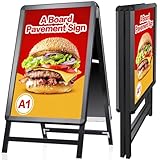 VAIIGO DIN A1 Kundenstopper Outdoor, Plakatständer wetterfest, doppelseitiger Aufsteller inklusive Schutzfolie, A-Rahmen Ständer für Werbung & Messen (A1, Schwarz)