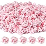 BETESSIN 100Pcs Künstliche Rosen Mini Schaumrosen Klein Dekoblumen Schaumstoff Kunstrosen Köpfe DIY Rosenköpfe Künstlich zum Basteln Party Hochzeit Brautstrauß Geschenk Hellrosa