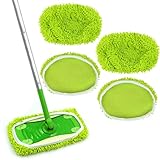 HOTUT Nass und Trockengebrauch Bodentücher, 4 Stück Wiederverwendbaren Tüchern, Mikrofaser und Chenille Pads für Reinigung, Maschinenwaschbar,Tücher für Swiffer Sweeper Mop