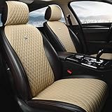 Menifomory Beige Universal-Sitzbezüge Ledersitzkissen Luxus-Sitzschutz 2/3 Covered 11PCS Fit Auto/Auto/LKW/SUV/Van (A-Beige)