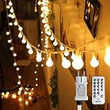 Kugel Lichterkette, WOWDSGN 200 LEDs 20m Dimmbar, Partylichterkette mit Stecker für Innen und Außen, 8 Leuchtmode, Enegiesparend, ideal für Weihnachten, Hochzeit, Party, Garten, Warmweiß