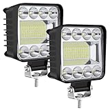AnTom LED Arbeitsscheinwerfer 2 X 4 Zoll 132W LED Zusatzscheinwerfer 12V 24V Flutlicht Wasserdicht IP68 Kaltweiß Offroad Scheinwerfer für SUV, UTV,Bagger Traktoren ATV Offroad