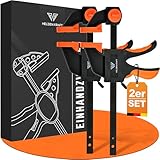 HELDENKRAFT® Einhandzwinge [2 Stück] - Zwingen Set mit hochwertigen Klemmen zum Spannen [bis 300mm] & Spreizen [155-500mm] - ergonomische Klemmzwingen mit einer Spannkraft bis 70 kg