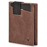DONBOLSO Wallet 2, Slim mit Münzfach, Geldbeutel mit RFID Schutz, bis 12 Karten, Mini Portemonnaie für Herren und Damen, Geldbörse, Leder Braun