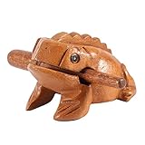 Regun Holzschatz Frosch Rufinstrument, Güiro Croaking Hölzerner Frosch mit Schlägel, Traditionelle Thailändische Handwerkskunst Spielzeug für Haus- und Bürodekoration (10.6CM)