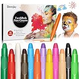 12 Farben Schminkstifte Kit, Abwaschbare Kinderschminke Set, Gesichtsfarben, Sicher und Ungiftig, Einfach zu verwenden, Eltern-Kind-Interaktionen, für Geburtstagsfeie/ Fasching/ Weihnachten/ Neujahr