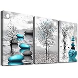 MHARTK66 Bilder Schwarz Weiß, Turquoise Großer Baum See Großer Baum See Landschaft Natur Wandbilder Wohnzimmer, Modern Kunstdruck Dekorationen Badezimmer Schlafzimmer Küche Esszimmer und Büro